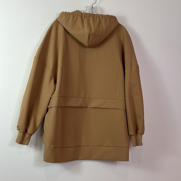 Zara Pullover Sweatshirt Tan Woven Oversized Women's Size XS Hoodie NWT - Picture 11 of 12